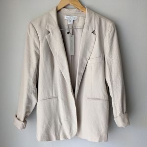 New! RACHEL ZOE Linen Tan Beige Blazer Suit Jacket